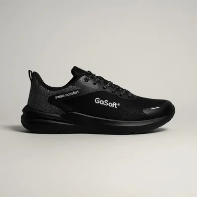 Men's black textile sneakers Go Soft MP-123 5778 on a black sole with a soft insole with a Memory Foam effect for a wide foot from a German brand