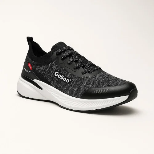 Мужские комфортные черно-серые текстильные кроссовки Go Soft MP-12 5780 на белой подошве с мягкой стелькой Memory Foam на широкую ногу от немецкого бренда
