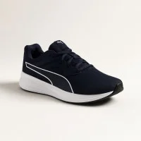 Мужские комфортные синие кроссовки Puma Transport 377028 02 5791 текстильные для города и бега с мягкой стелькой SoftFoam от немецкого бренда