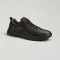 Men's demi-season black sports shoes sneakers GRUNBERG 157797 02-01E 5824 for the city made of genuine leather from the Italian brand in the style of HUGO Morrie