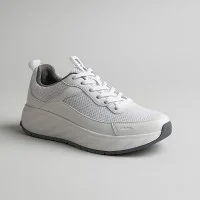 White sneakers GRUNBERG 157596 10-01 5830 made of genuine leather and fabric from the Italian brand in the style of Skechers Go Run