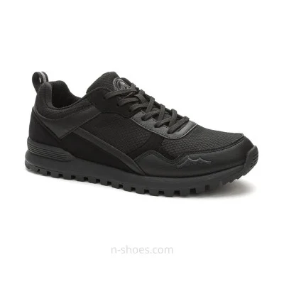 Men's black sneakers GRUNBERG 157721 01-01E 5831 made of genuine leather and fabric from the Italian brand in the style of BOSS Parkour