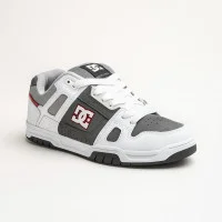 Men's white-gray puffy sneakers with large laces hi-tops DC STAG 320188-XWSS 5900 original with genuine leather from the American brand