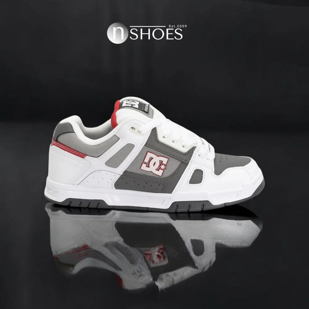 Чоловічі біло-сірі кросівки з великими шнурками хайтопи DC STAG модель 5900