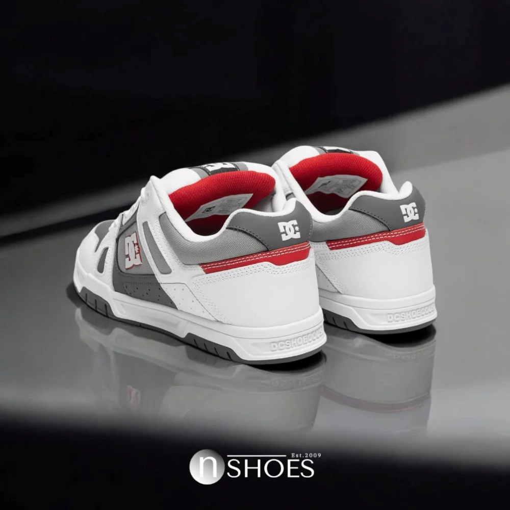Чоловічі біло-сірі кросівки з великими шнурками хайтопи DC STAG модель 5900