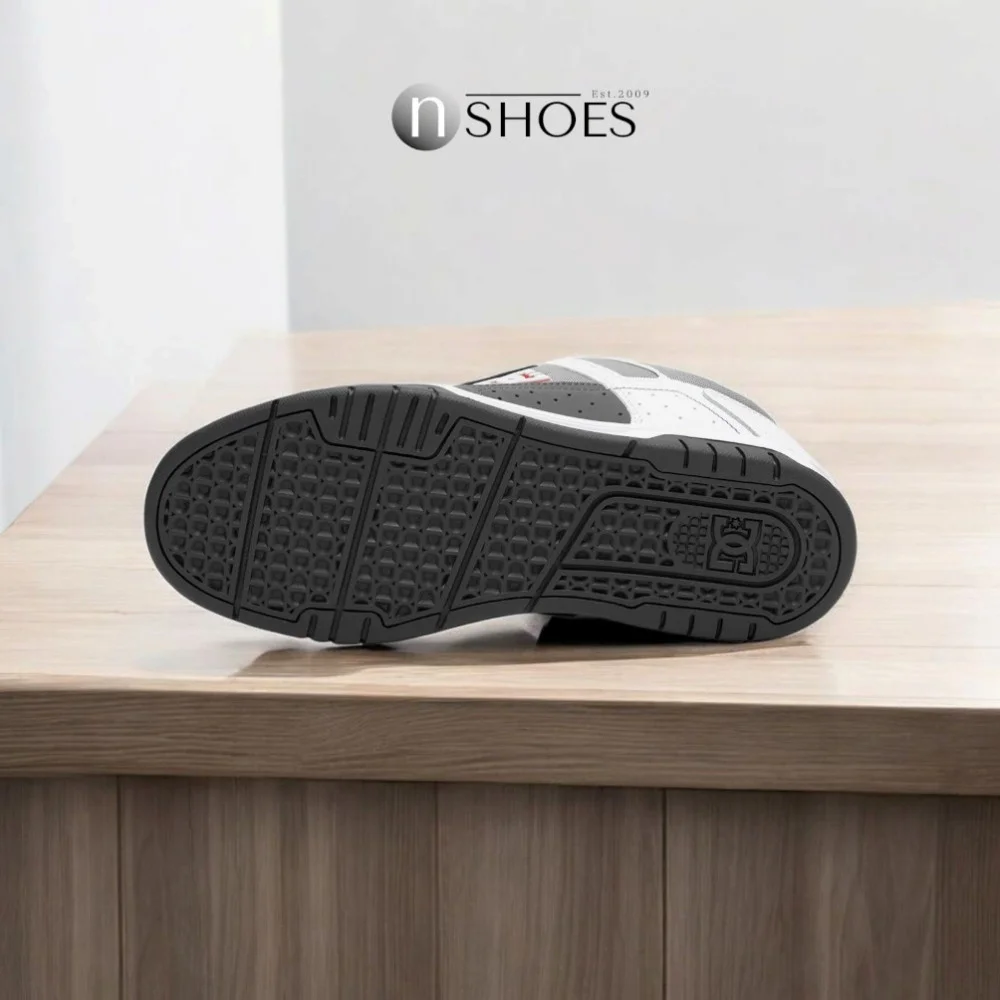 Чоловічі біло-сірі кросівки з великими шнурками хайтопи DC STAG модель 5900