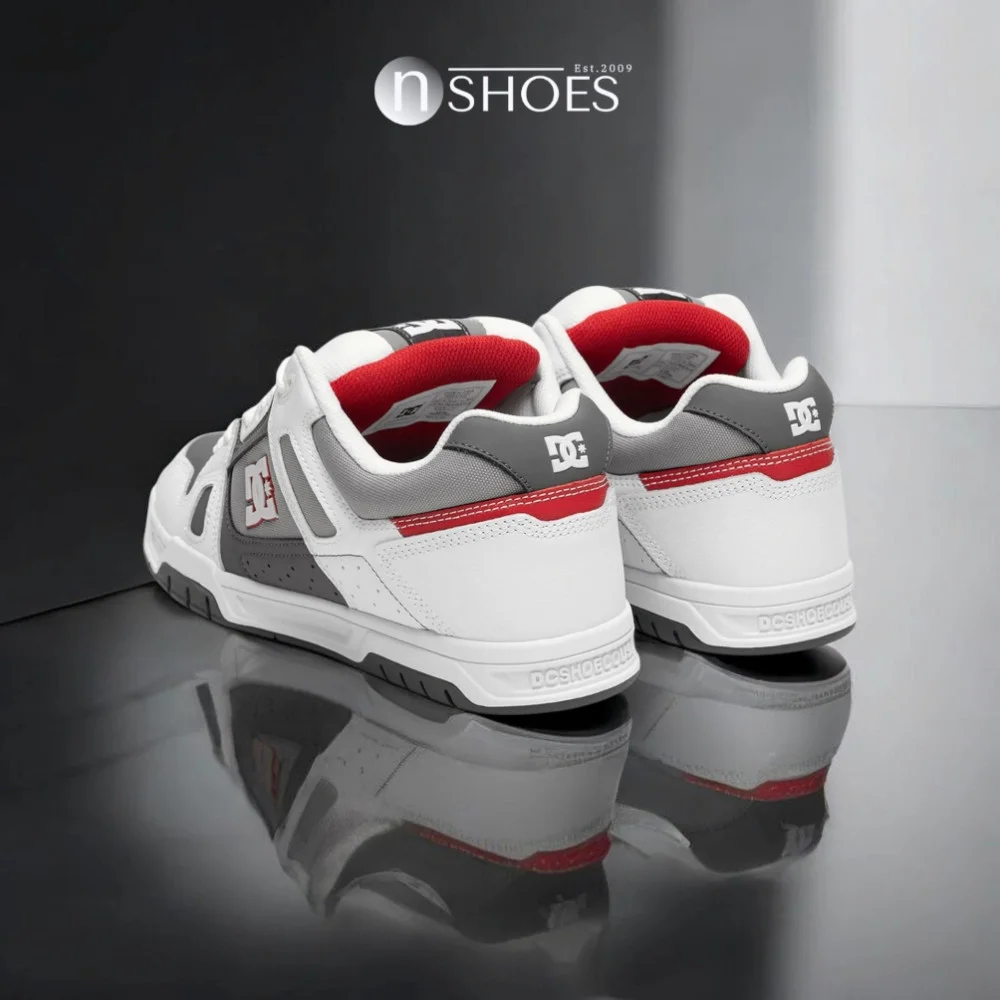 Чоловічі біло-сірі кросівки з великими шнурками хайтопи DC STAG модель 5900