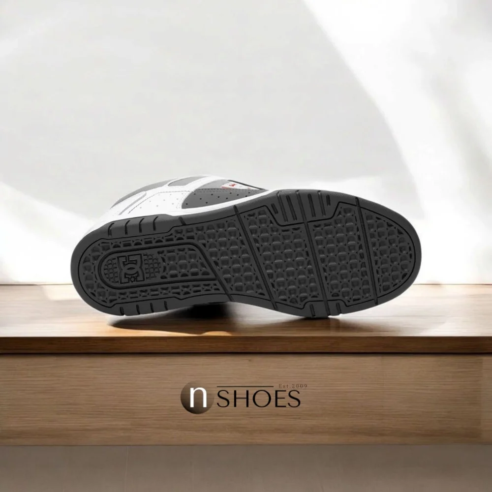 Чоловічі біло-сірі кросівки з великими шнурками хайтопи DC STAG модель 5900