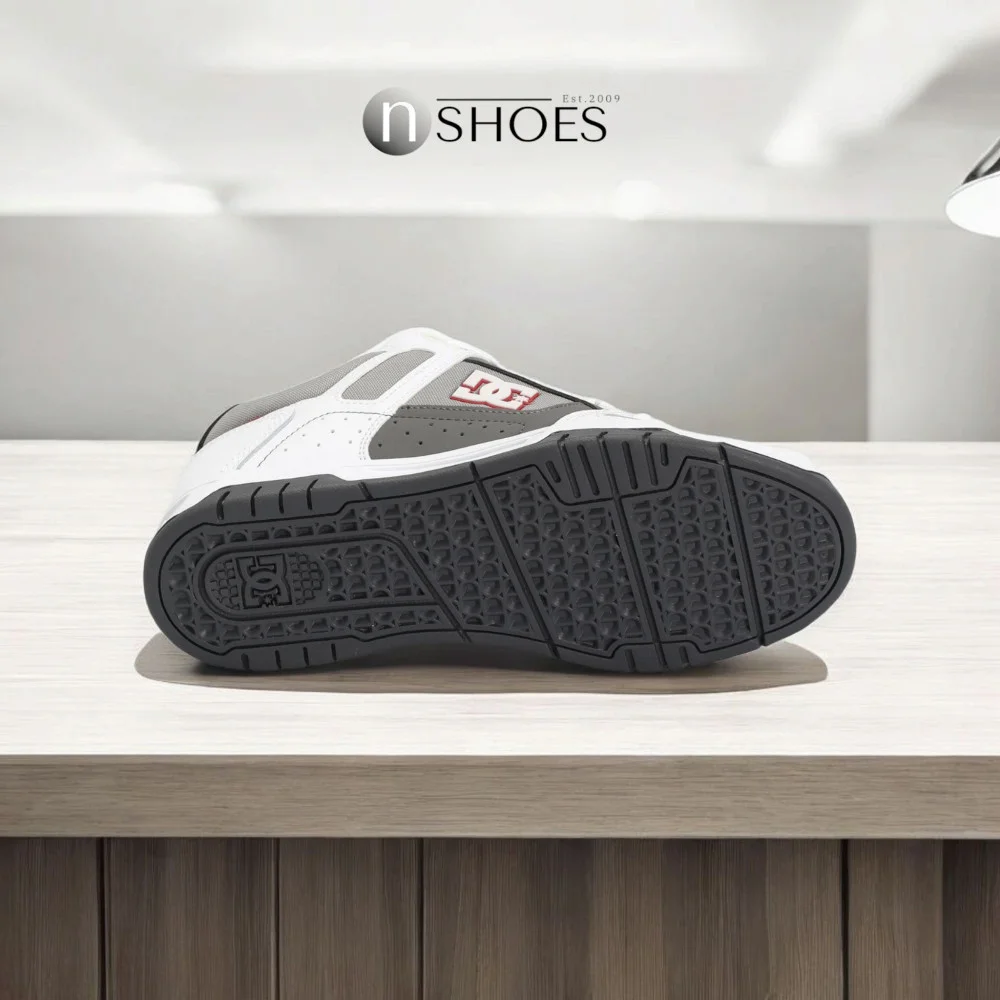 Чоловічі біло-сірі кросівки з великими шнурками хайтопи DC STAG модель 5900