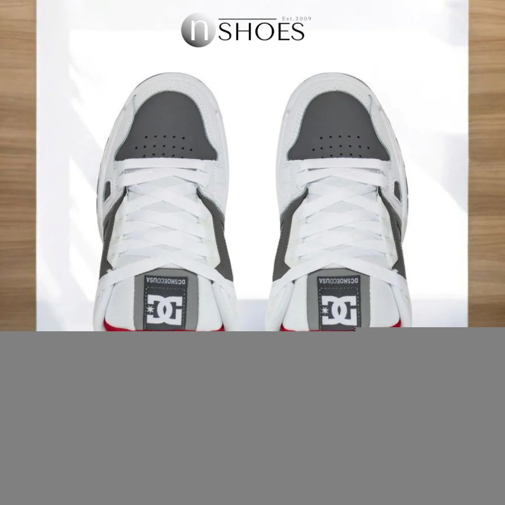 Чоловічі біло-сірі кросівки з великими шнурками хайтопи DC STAG модель 5900
