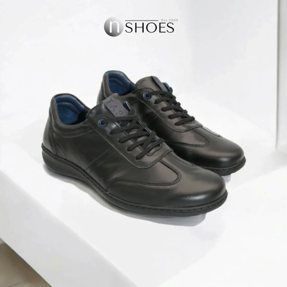 Men's black leather sneakers Tapi (Poland) model 5909