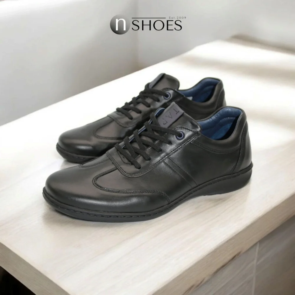 Men's black leather sneakers Tapi (Poland) model 5909