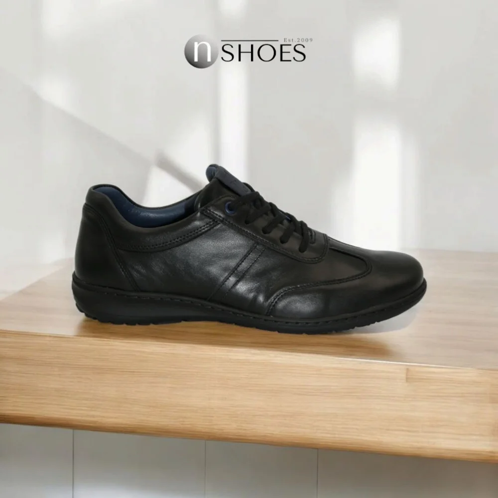 Men's black leather sneakers Tapi (Poland) model 5909