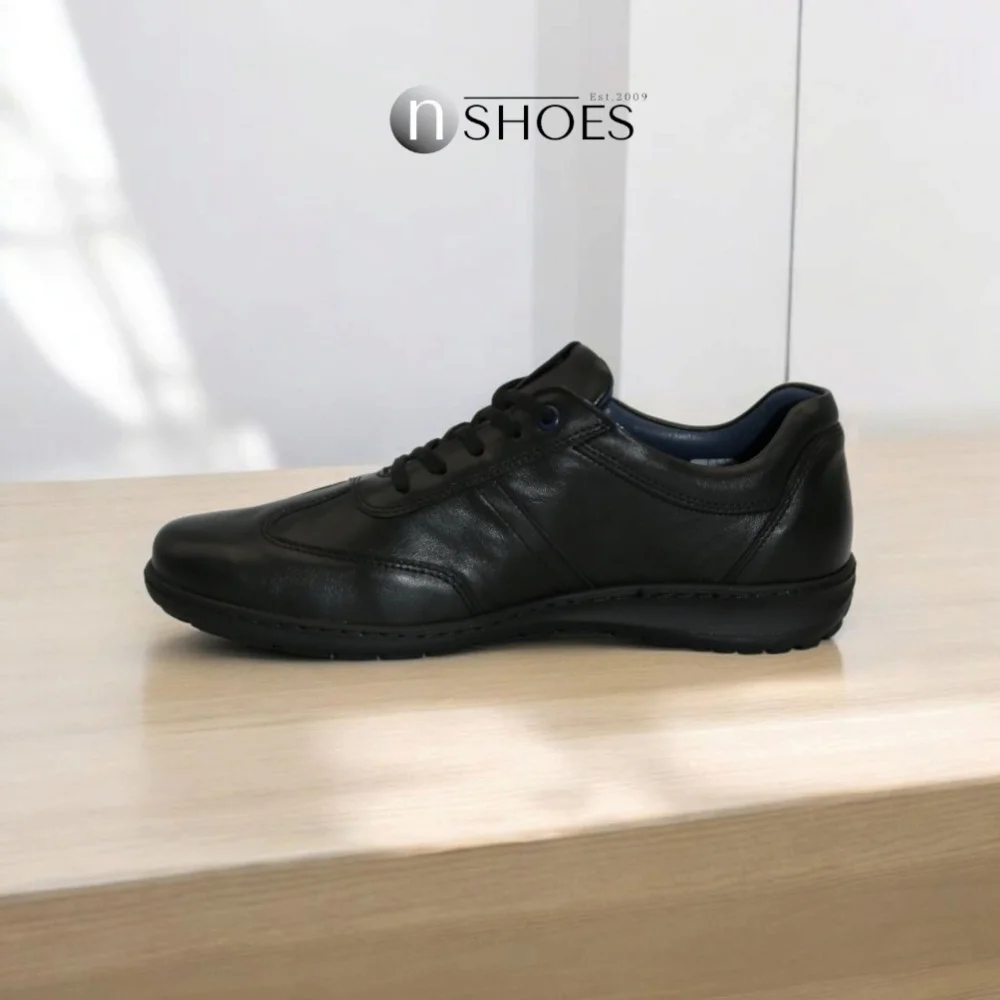 Men's black leather sneakers Tapi (Poland) model 5909