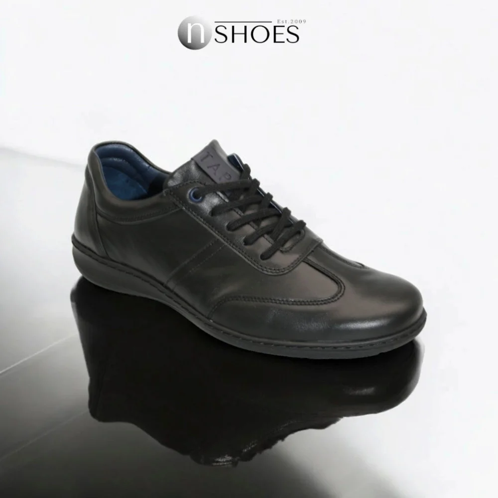 Men's black leather sneakers Tapi (Poland) model 5909