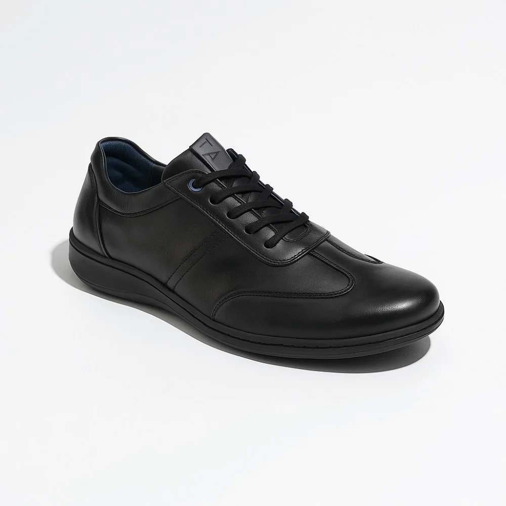 Men's black leather sneakers Tapi (Poland) model 5909