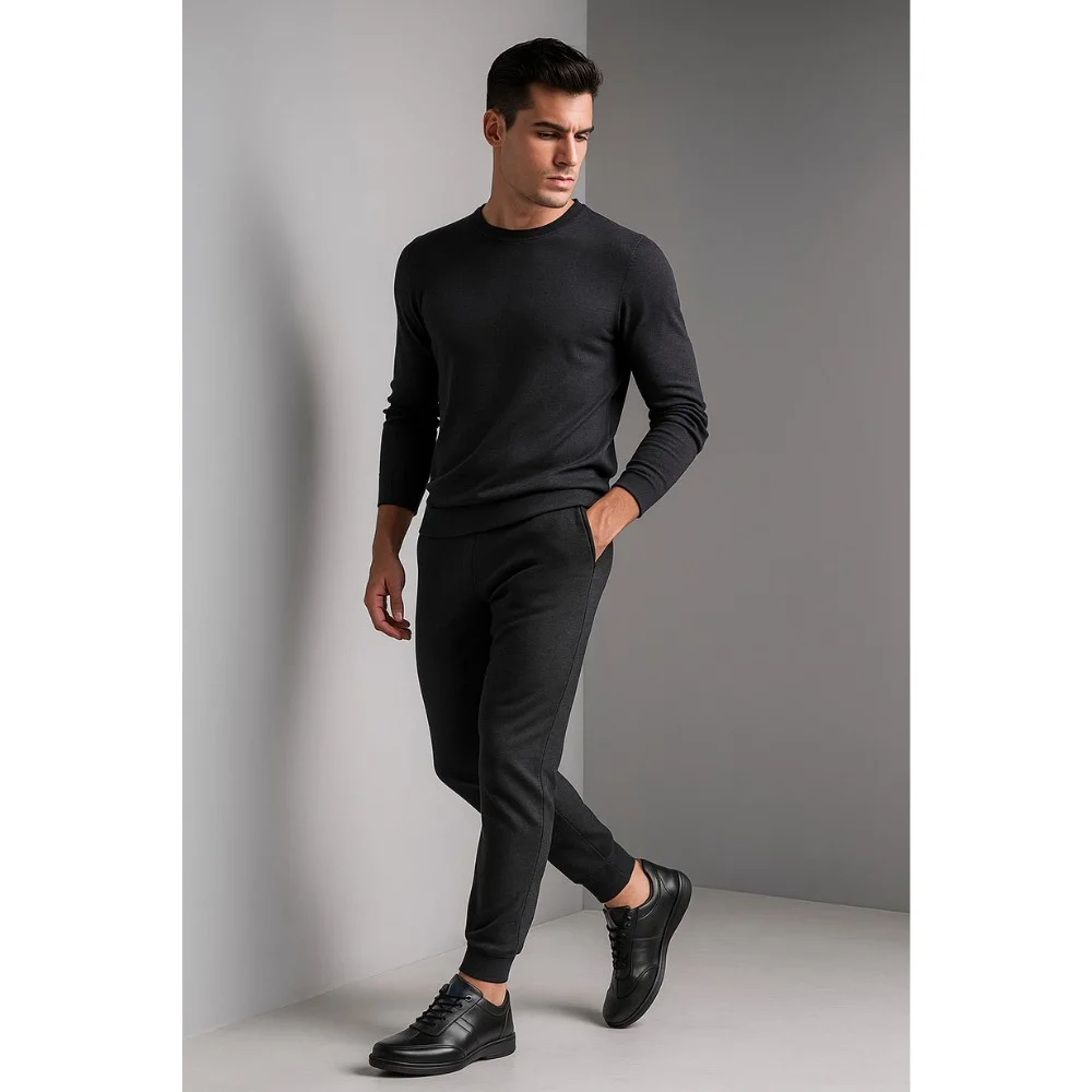 Men's black leather sneakers Tapi (Poland) model 5909