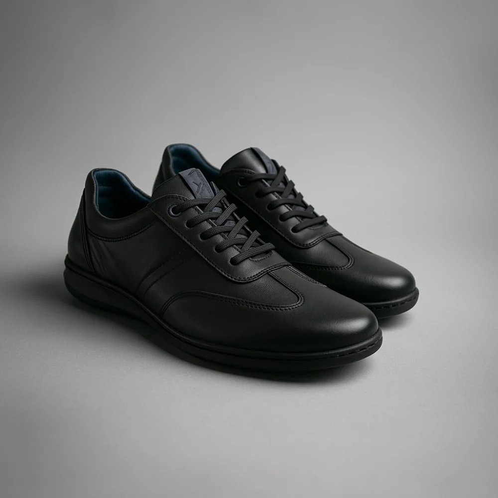 Men's black leather sneakers Tapi (Poland) model 5909