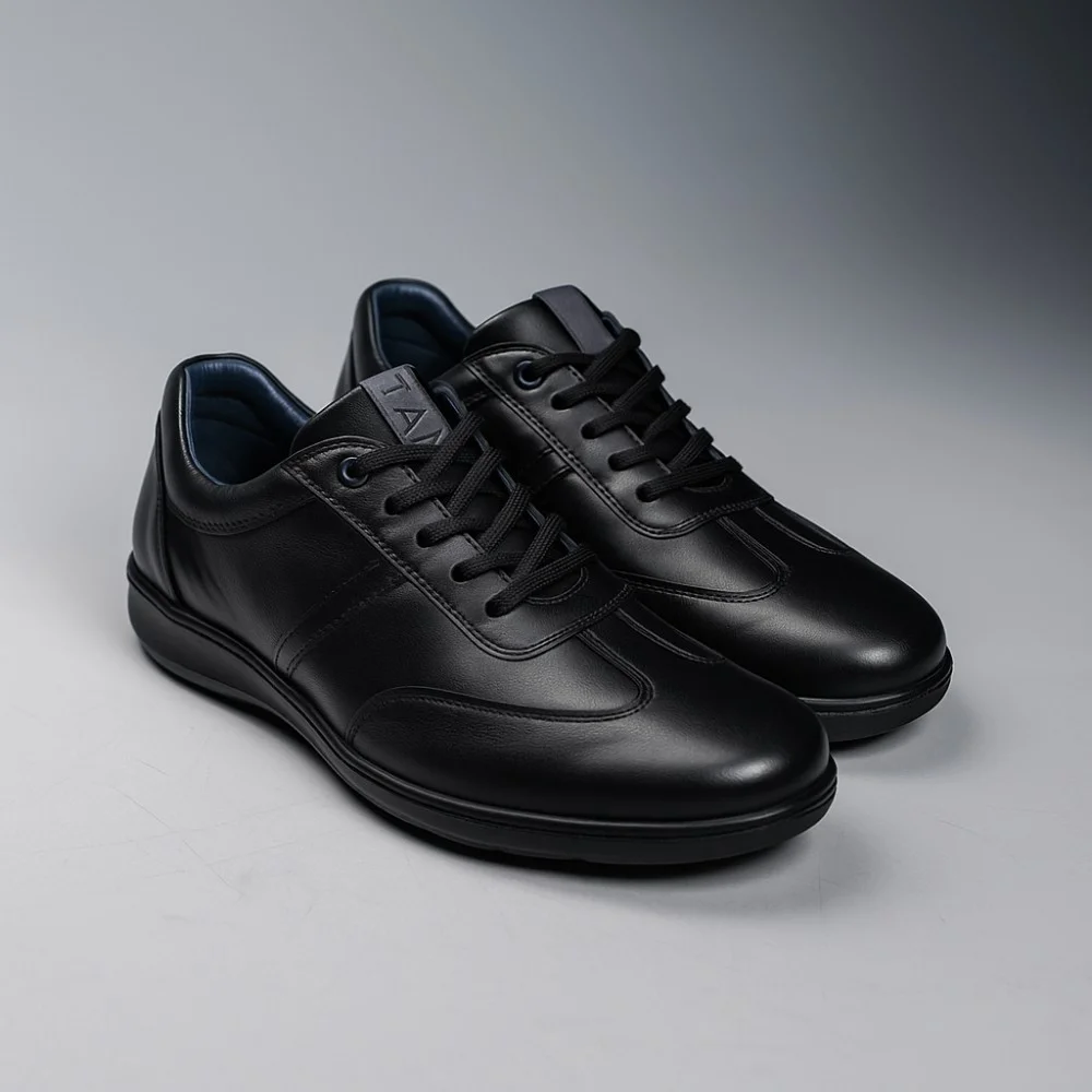 Men's black leather sneakers Tapi (Poland) model 5909