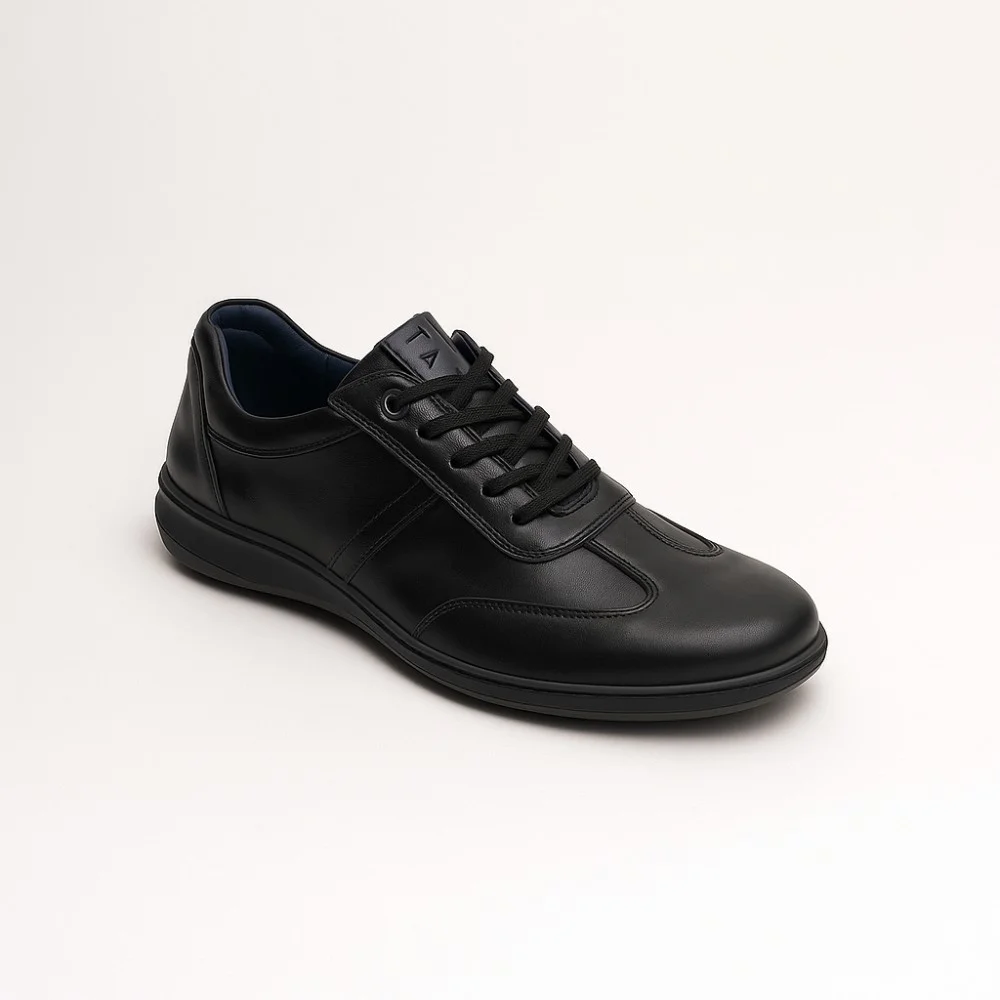 Men's black leather sneakers Tapi (Poland) model 5909