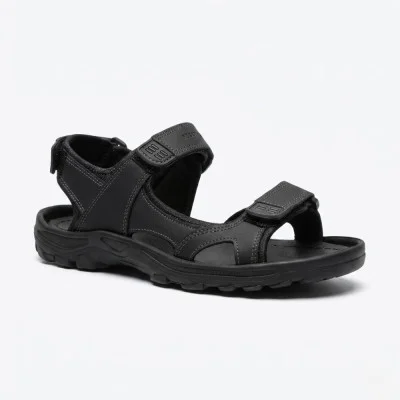Men's leather black sandals Alex Bens 101e 5920 - comfortable summer shoes in the style of Ecco Onroads from the Ukrainian brand