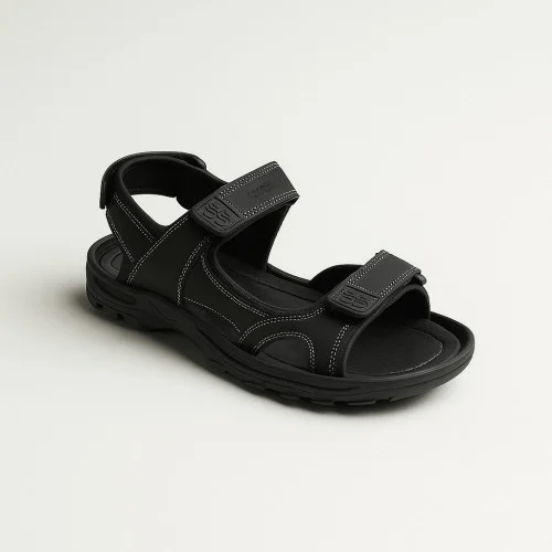 Men's leather black sandals Alex Bens 101e 5920 - comfortable summer shoes in the style of Ecco Onroads from the Ukrainian brand