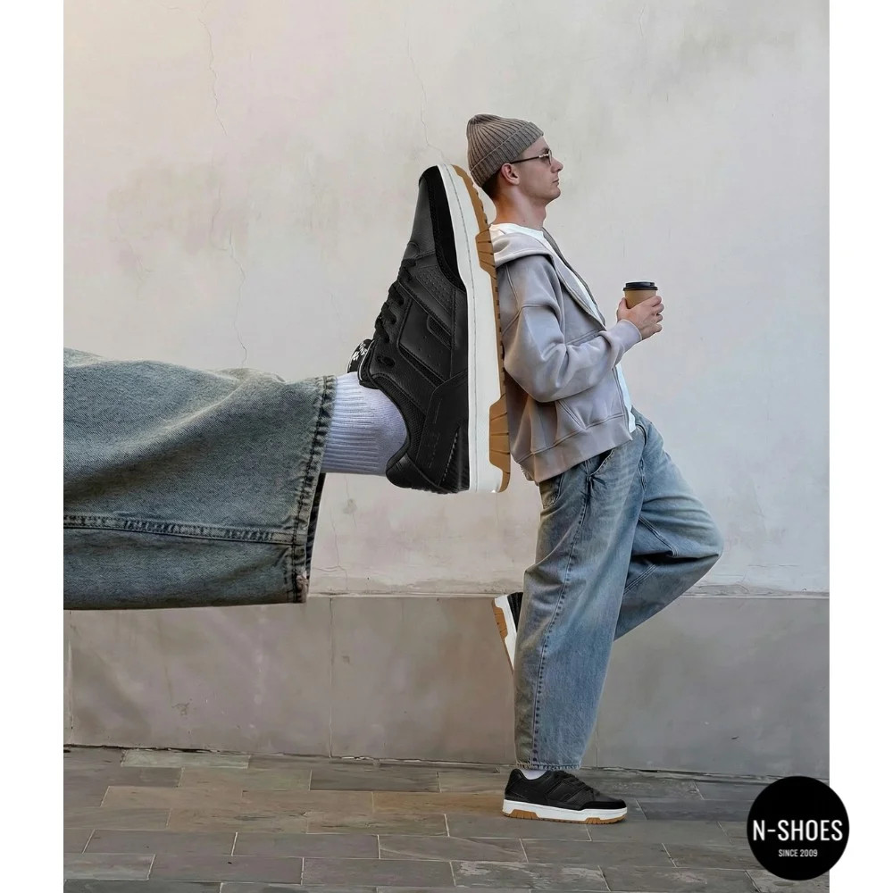 Men's Black Leather Sneakers Shaq BREAKER LOW AQ95014M-B 6014 Original