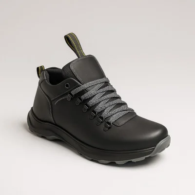 Alex Bens 03-VT-345 6056 men's winter boots in black made of genuine leather and wool in the Timberland style.