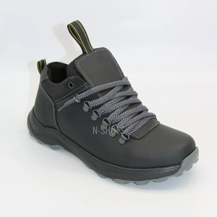 Alex Bens 03-VT-345 6056 чоловічі зимові черевики чорні з натуральної шкіри та вовни