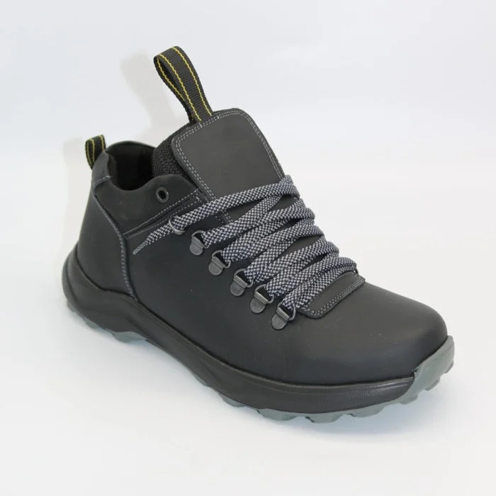 Мужские зимние ботинки Alex Bens 03-VT-345 6056 черные из натуральной кожи и шерсти