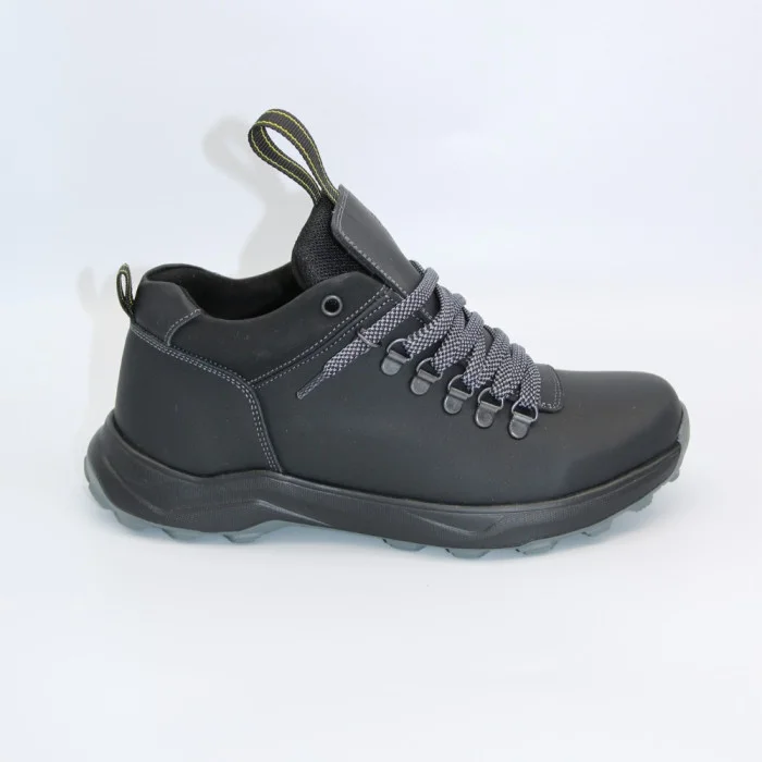 Мужские зимние ботинки Alex Bens 03-VT-345 6056 черные из натуральной кожи и шерсти