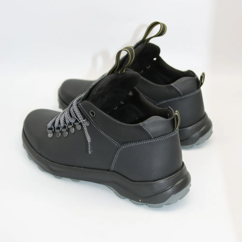 Alex Bens 03-VT-345 6056 чоловічі зимові черевики чорні з натуральної шкіри та вовни