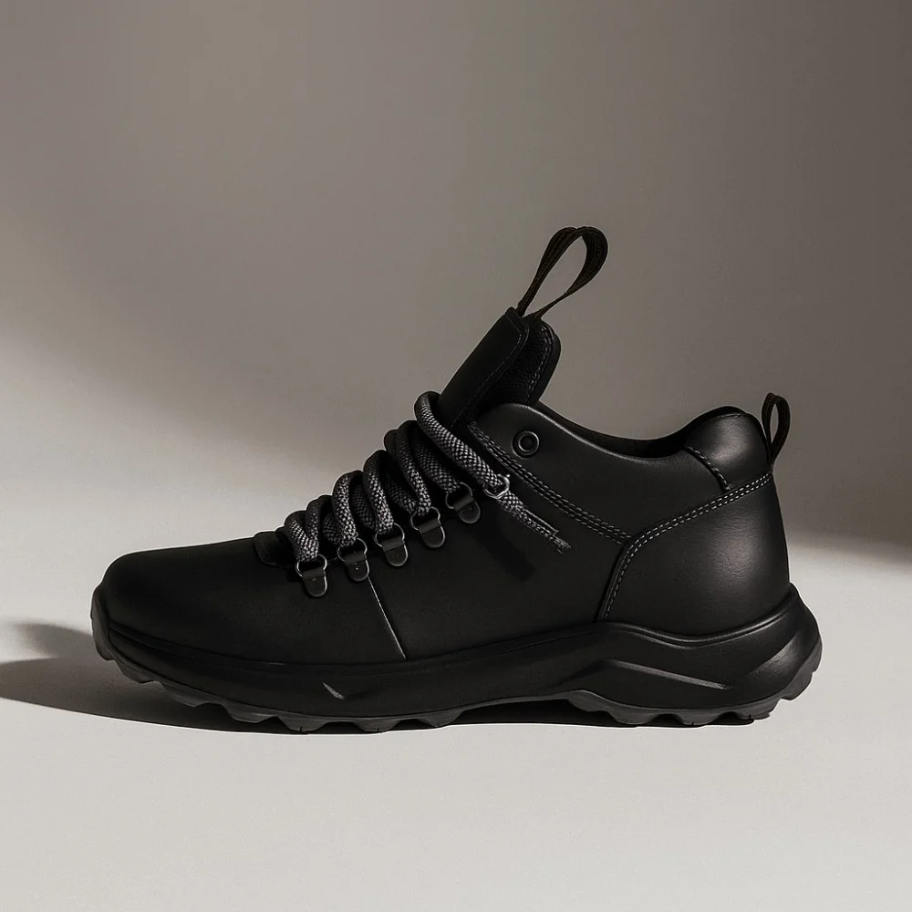 Alex Bens 03-VT-345 6056 чоловічі зимові черевики чорні з натуральної шкіри та вовни