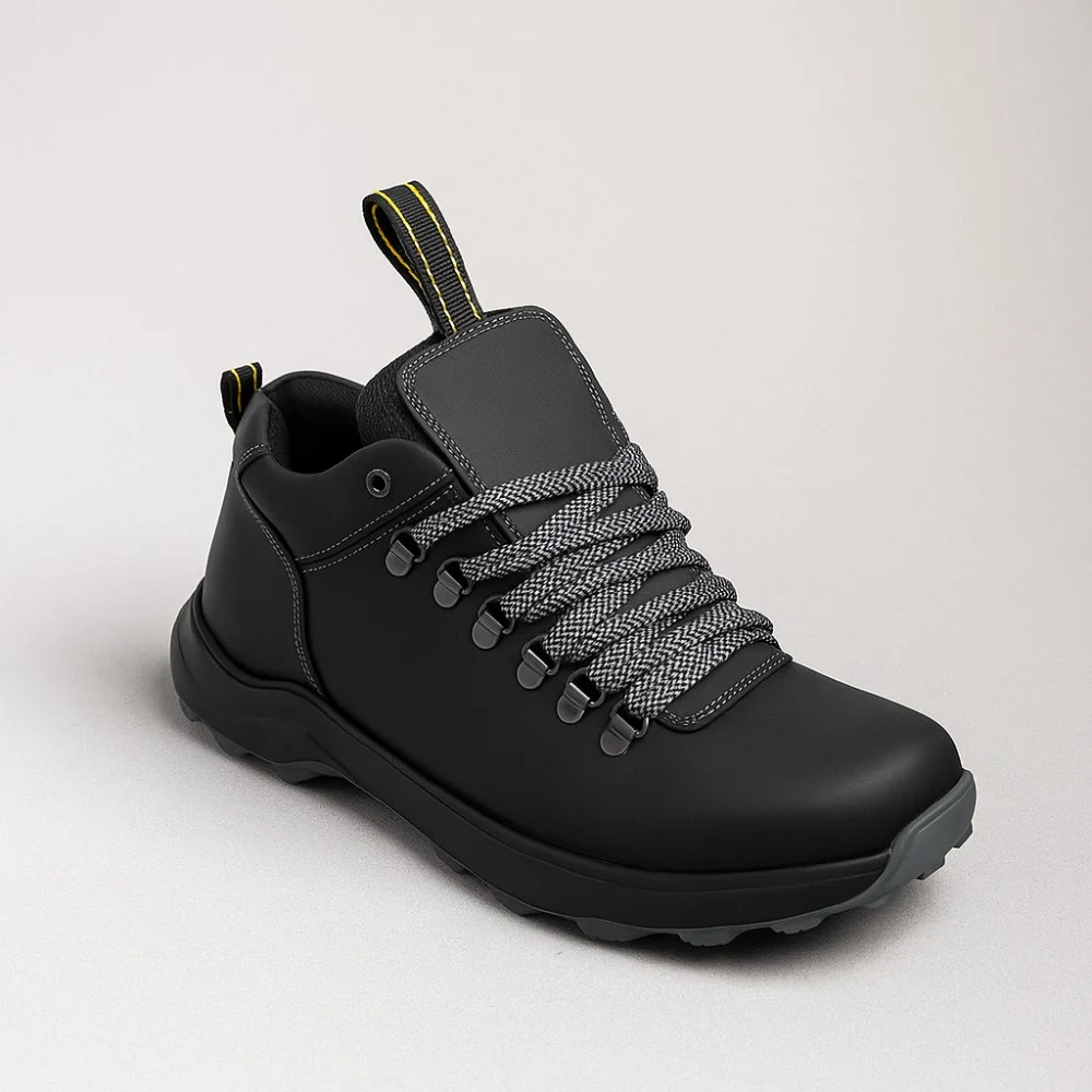 Alex Bens 03-VT-345 6056 чоловічі зимові черевики чорні з натуральної шкіри та вовни