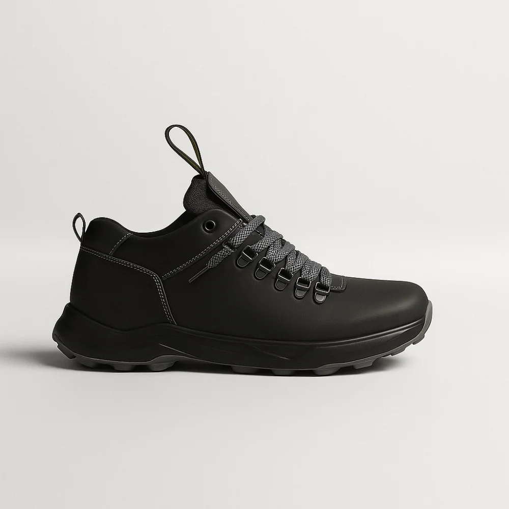 Alex Bens 03-VT-345 6056 чоловічі зимові черевики чорні з натуральної шкіри та вовни