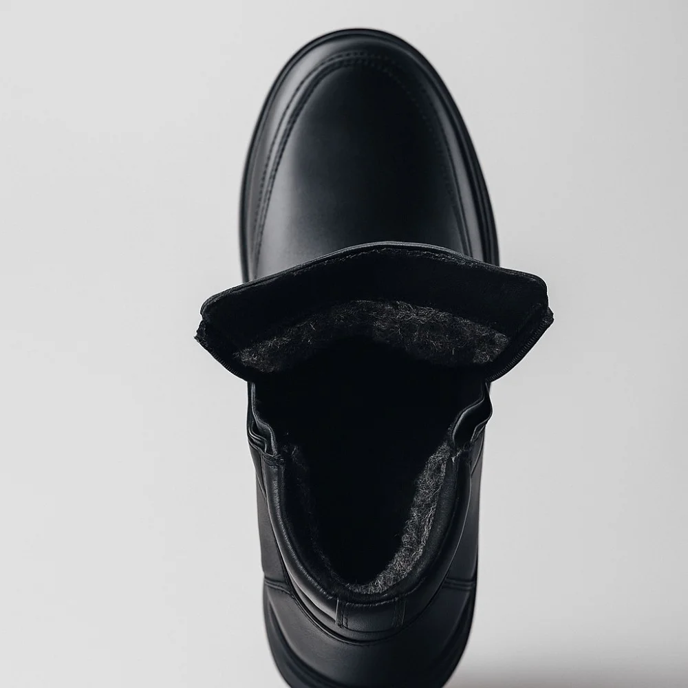 Чоловічі зимові черевики Alex Bens B21 6059: натуральна шкіра та вовна, без шнурків, дві бокові блискавки