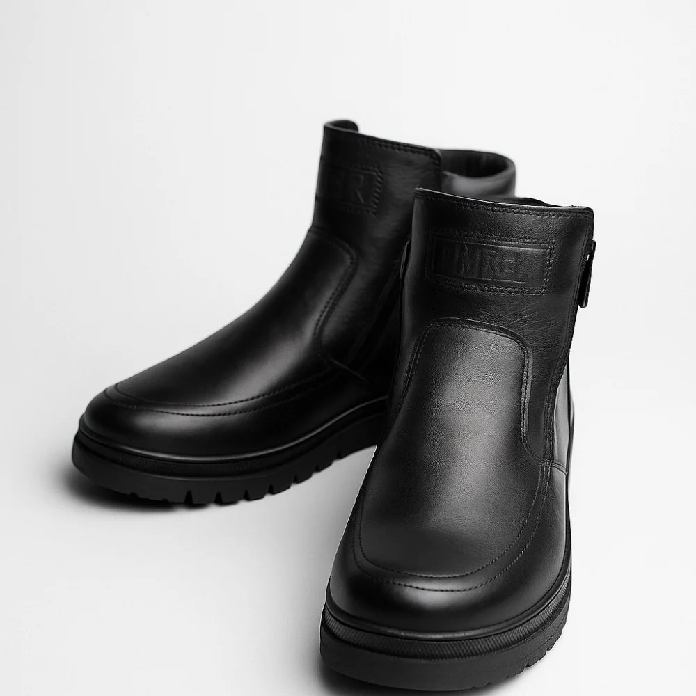 Чоловічі зимові черевики Alex Bens B21 6059: натуральна шкіра та вовна, без шнурків, дві бокові блискавки