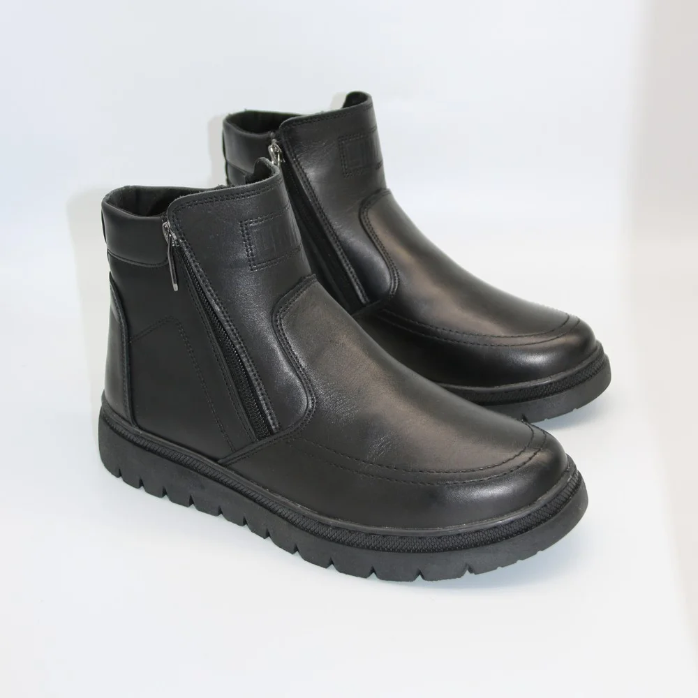 Чоловічі зимові черевики Alex Bens B21 6059: натуральна шкіра та вовна, без шнурків, дві бокові блискавки