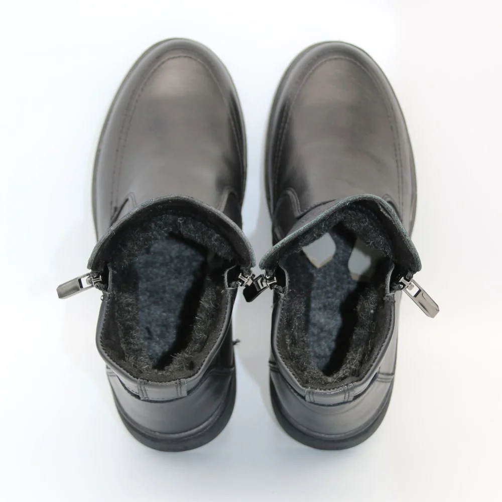 Чоловічі зимові черевики Alex Bens B21 6059: натуральна шкіра та вовна, без шнурків, дві бокові блискавки