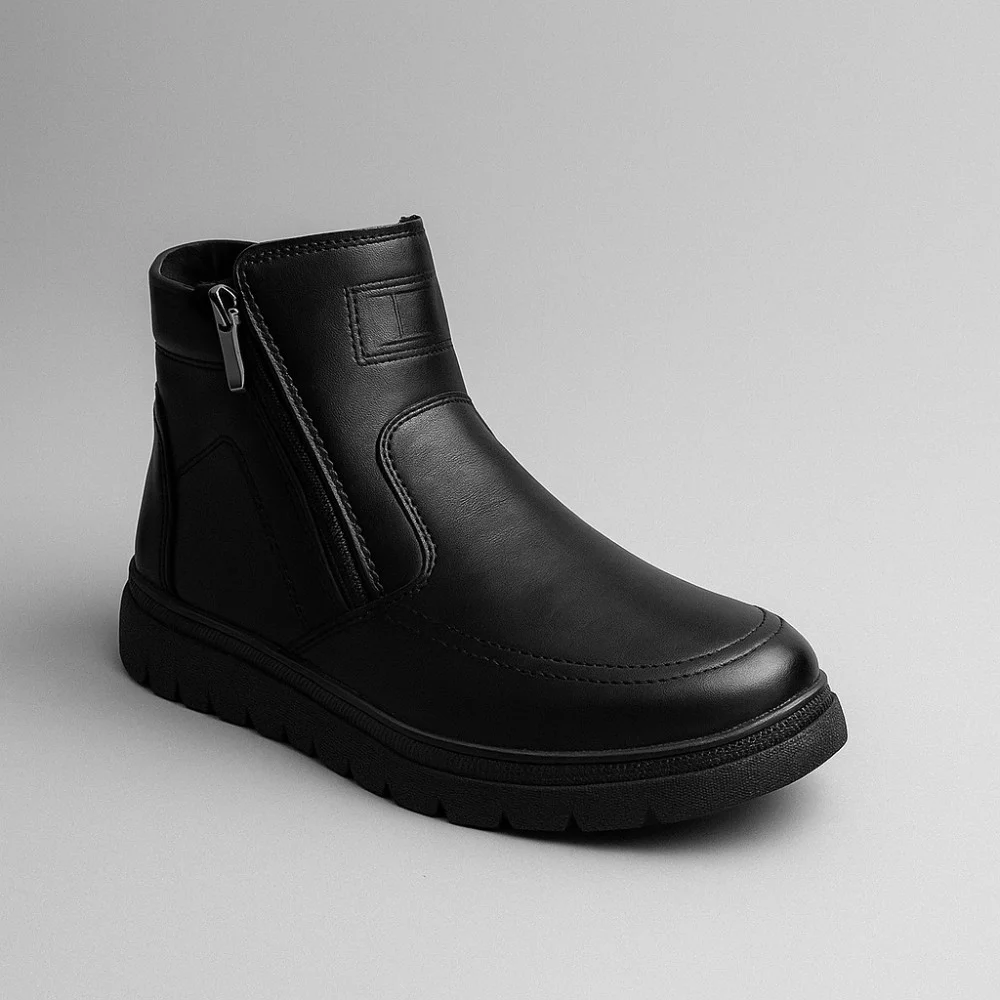 Чоловічі зимові черевики Alex Bens B21 6059: натуральна шкіра та вовна, без шнурків, дві бокові блискавки