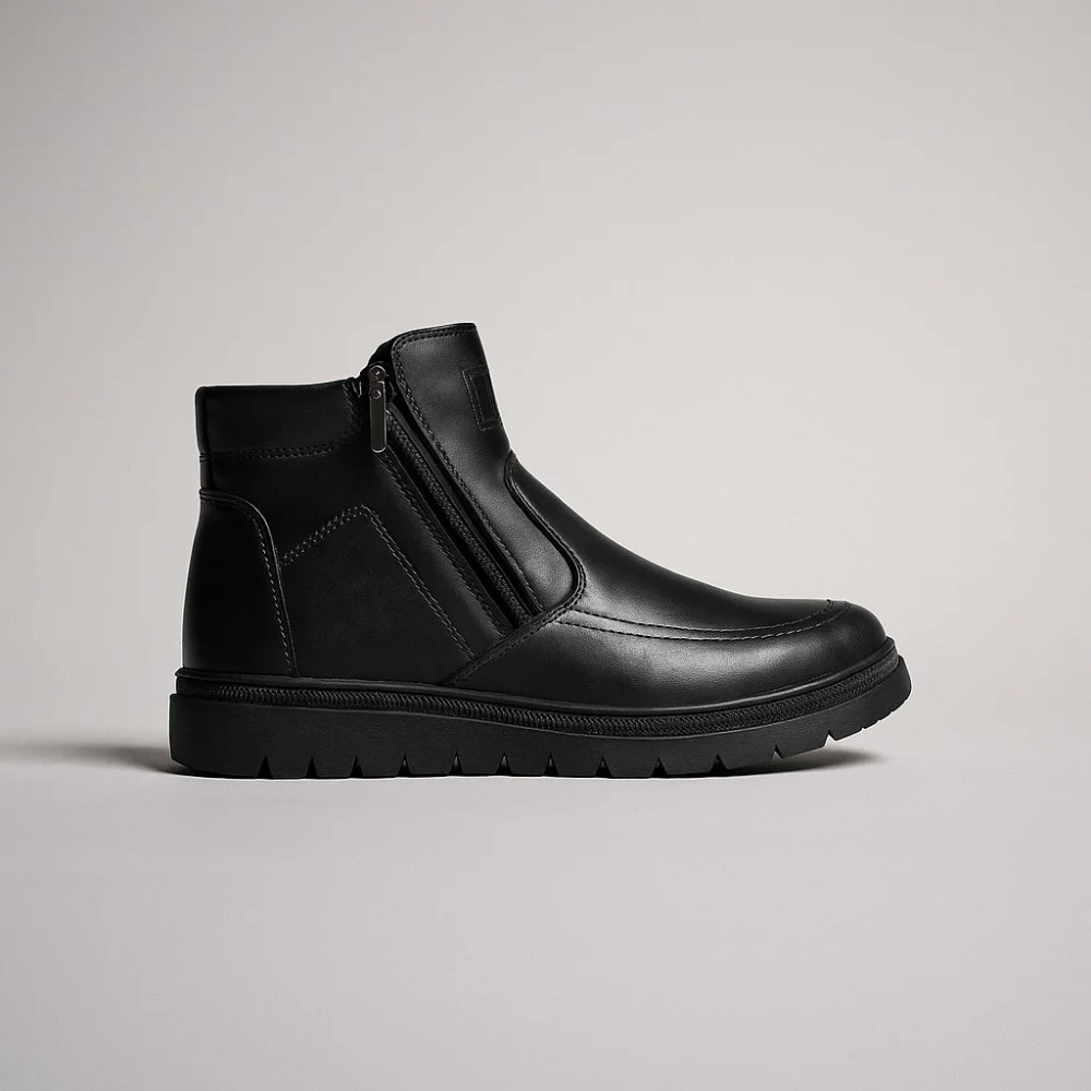 Чоловічі зимові черевики Alex Bens B21 6059: натуральна шкіра та вовна, без шнурків, дві бокові блискавки