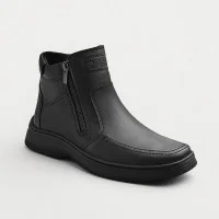 Alex Bens 6069 men's winter boots in black, made of genuine leather and wool, in the Vivo Barefoot style.
