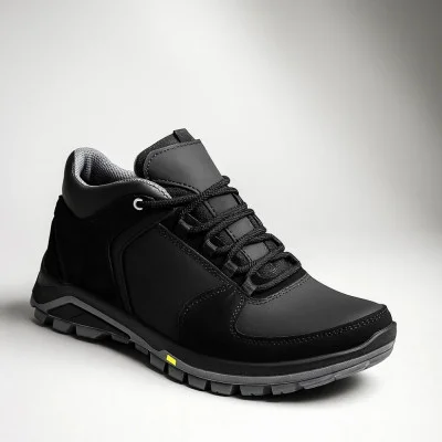 Alex Bens A2 6070 men's winter sneakers in black leather and wool in the Under Armour style Alex Bens A2 6070 men's winter sneakers in black leather and wool in the Under Armour style