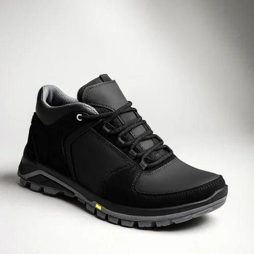 Чоловічі зимові кросівки Alex Bens A2 6070 чорні з натуральної шкіри та вовни у стилі Under Armour