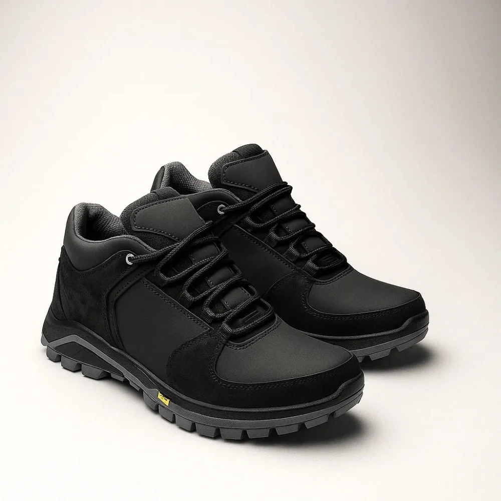 Чоловічі зимові кросівки Alex Bens A2 6070, чорні, шкіра та вовна, у стилі Under Armour