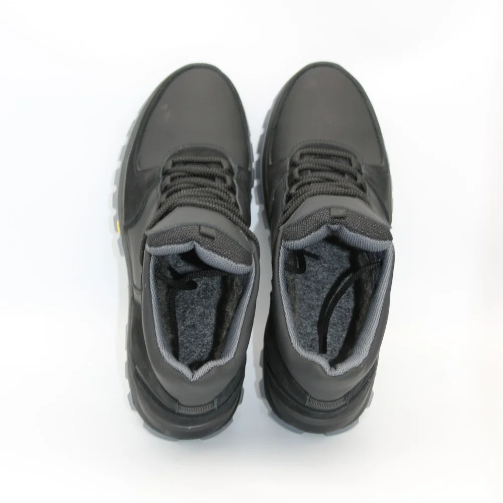 Чоловічі зимові кросівки Alex Bens A2 6070, чорні, шкіра та вовна, у стилі Under Armour