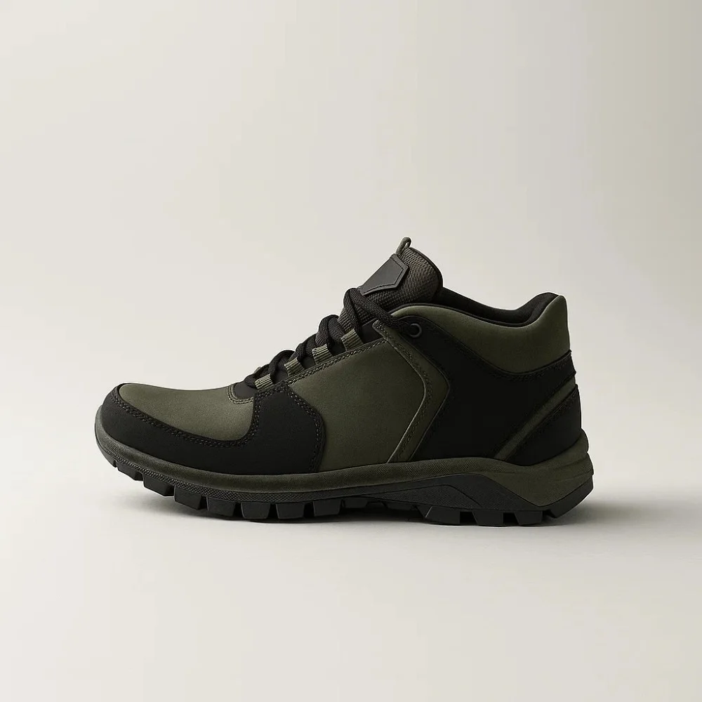 Мужские зимние кроссовки хаки Alex Bens A2 6071 из натуральной кожи и шерсти в стиле Under Armour