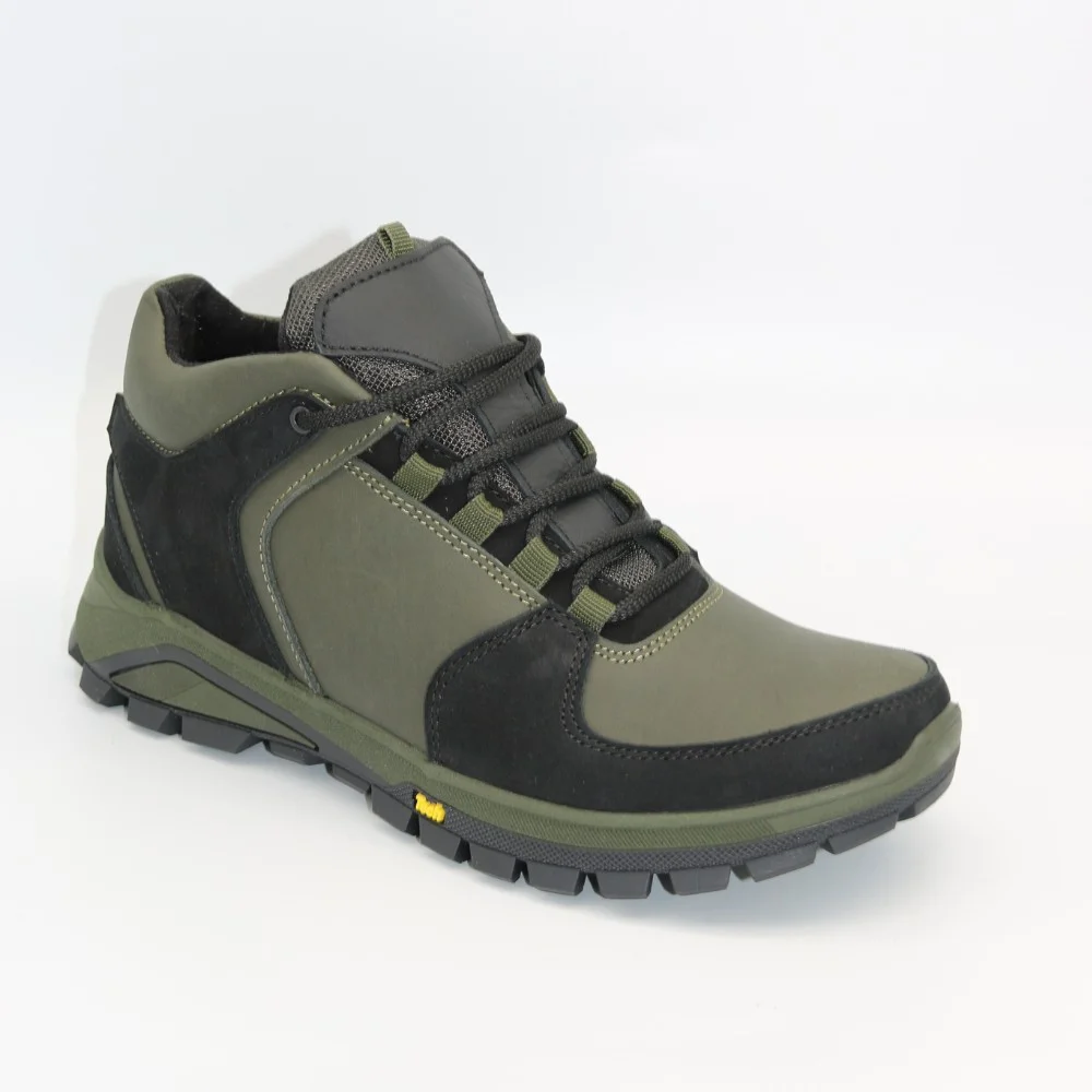 Мужские зимние кроссовки хаки Alex Bens A2 6071 из натуральной кожи и шерсти в стиле Under Armour