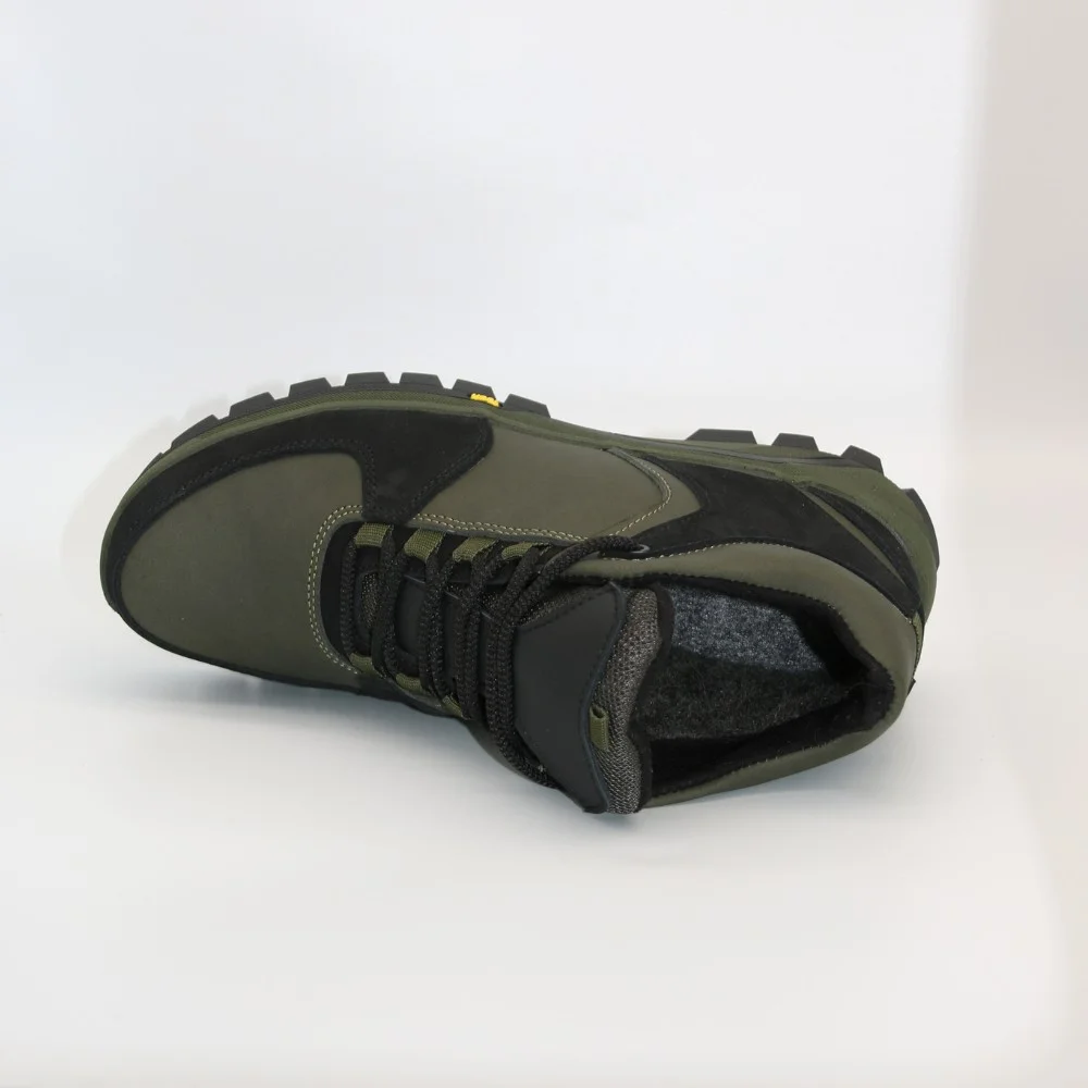 Мужские зимние кроссовки хаки Alex Bens A2 6071 из натуральной кожи и шерсти в стиле Under Armour