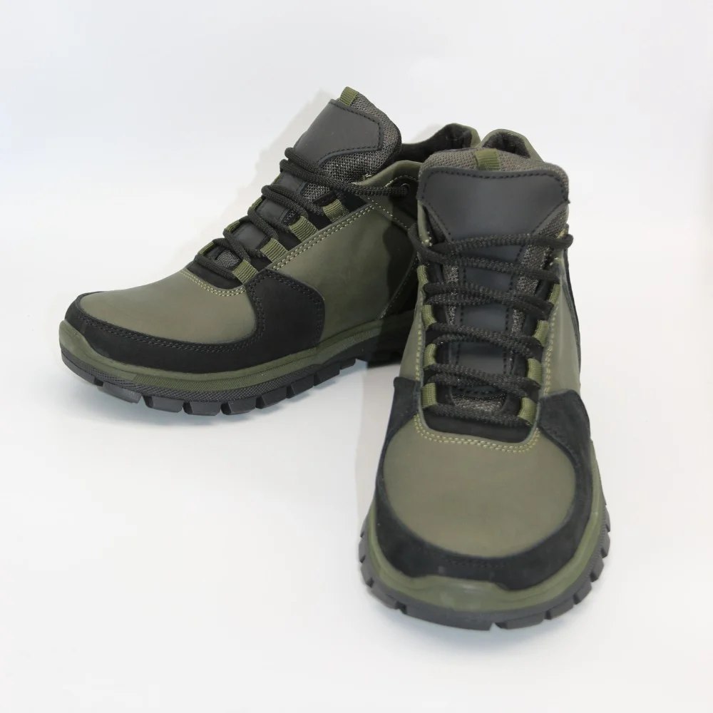 Мужские зимние кроссовки хаки Alex Bens A2 6071 из натуральной кожи и шерсти в стиле Under Armour